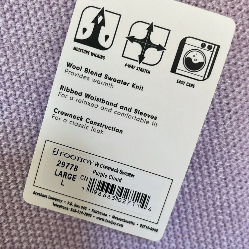 FootJoy crewneck sweater in purple cloud - Picture 7 of 12